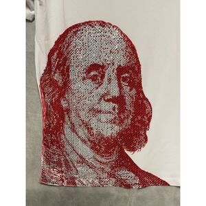 Avenue George V Shirt Men L White Red Money Benjamin Power Rhinestone Fitted Tee